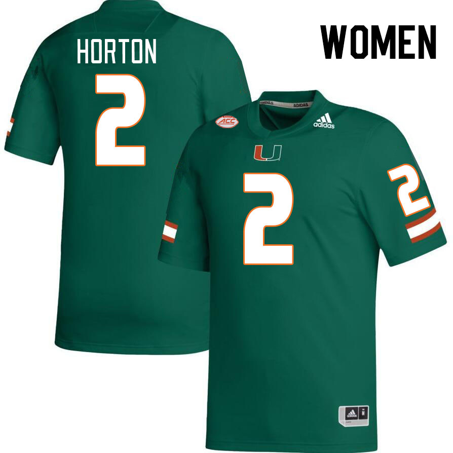 Women #2 Isaiah Horton Miami Hurricanes College Football Jerseys Stitched-Green